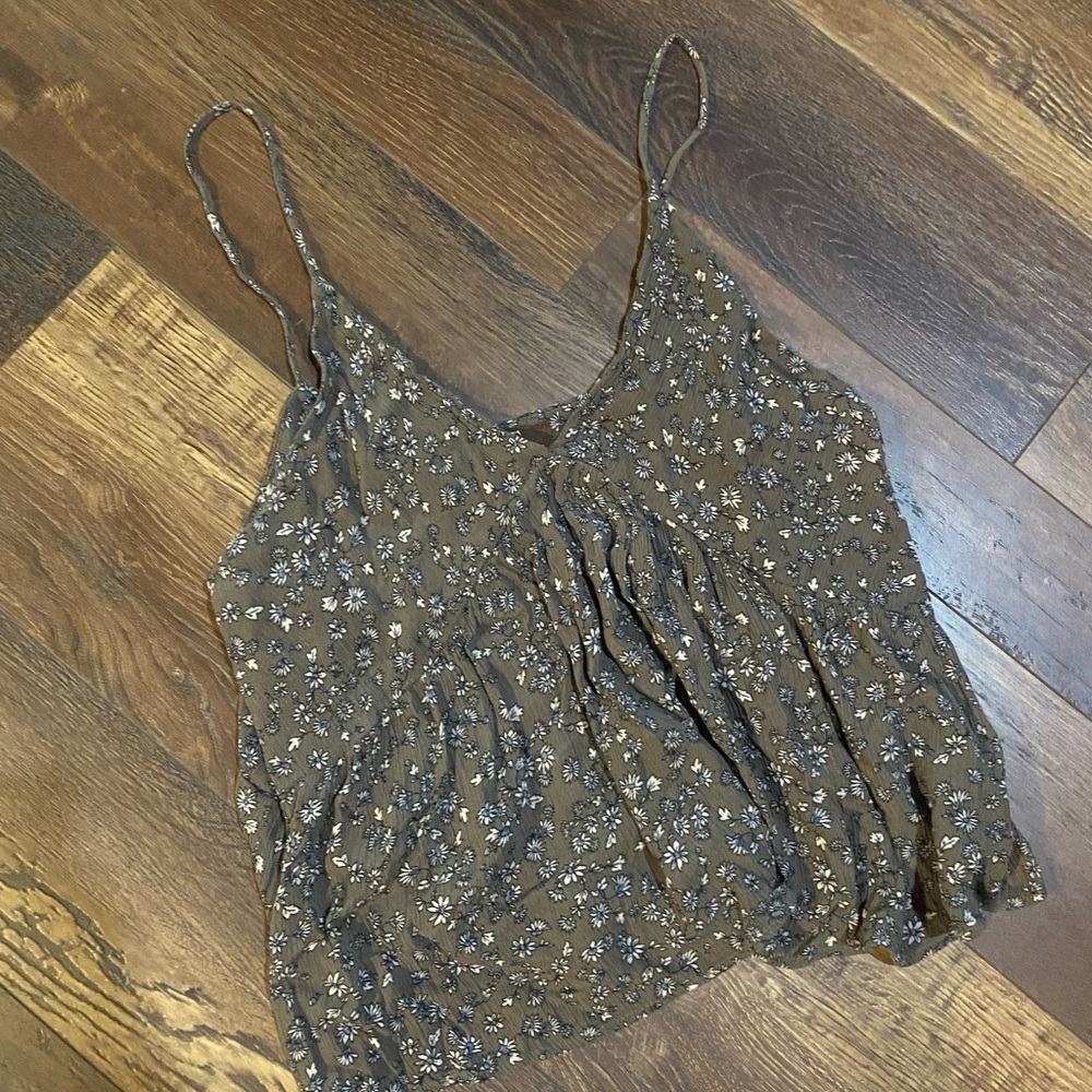 Jondie Floral Brown Spaghetti Strap Top